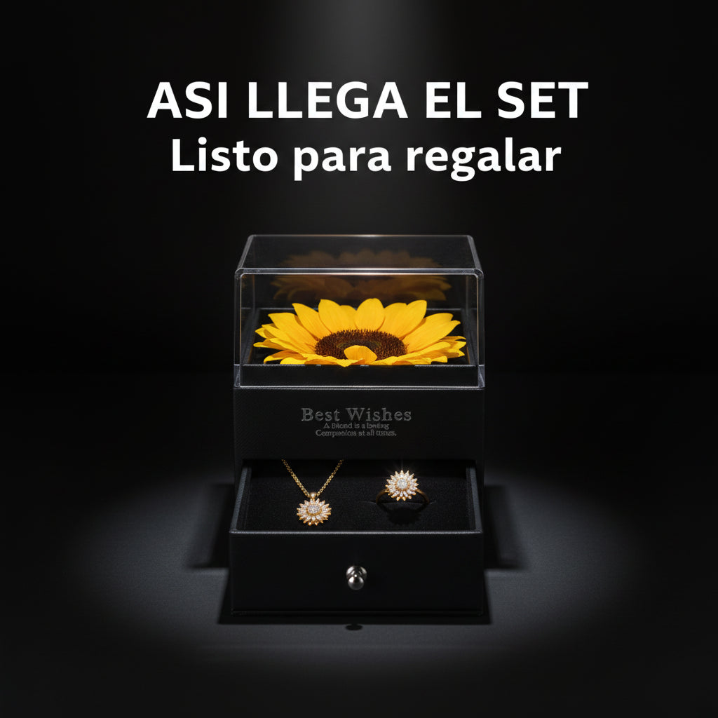 Set Magic Love® | Collar Girasol + Cofre PREMIUM de Girasol 🌻💗