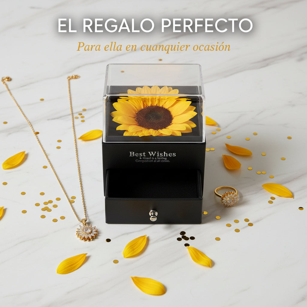 Set Magic Love® | Collar Girasol + Cofre PREMIUM de Girasol 🌻💗