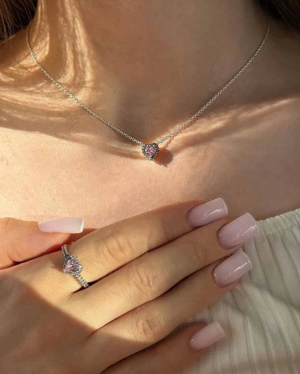 Combo Princess promise® | Anillo Promesa Talla Ajustable + Collar de Corazón + Caja de LUJO ✨👑💗