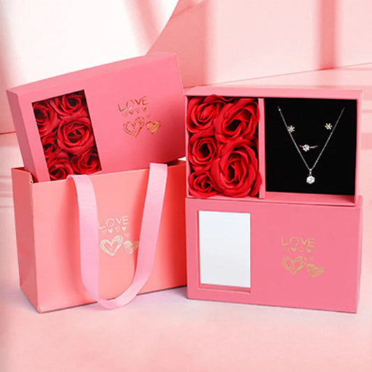Caja de Lujo Flores Rosas Eternas