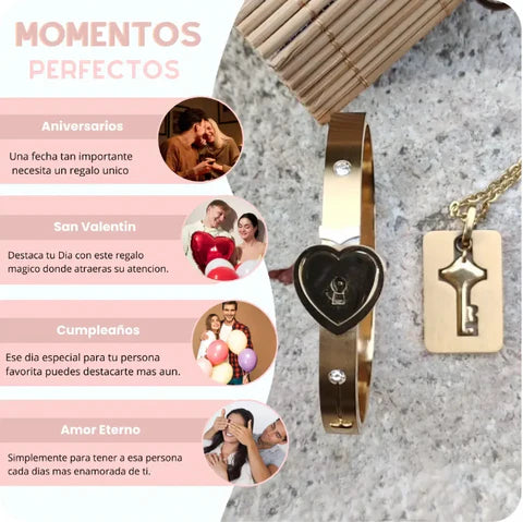 Amor Seguro® | Pulsera y Cadena Candado Acero Inoxidable + Caja Regalo 🔒❤️‍🔥