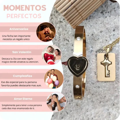 Amor Seguro® | Pulsera y Cadena Candado Acero Inoxidable + Caja Regalo 🔒❤️‍🔥
