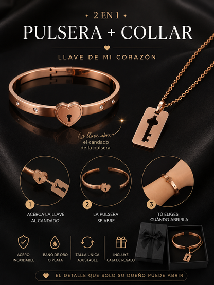 Amor Seguro® | Pulsera y Cadena Candado Acero Inoxidable + Caja Regalo 🔒❤️‍🔥