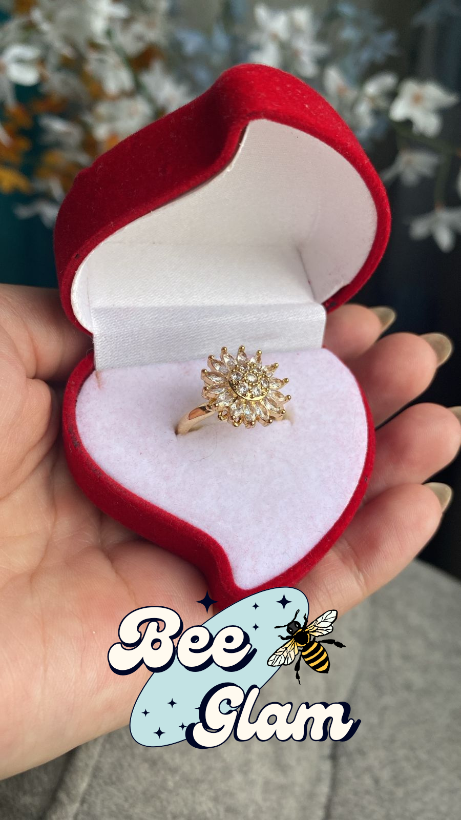 Anillo de Girasol Giratorio® | Baño de Oro + Caja de regalo 🌻