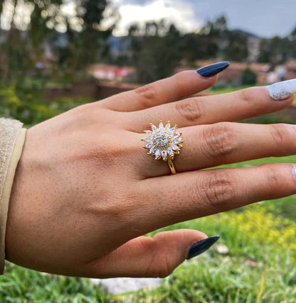 Anillo de Girasol Giratorio® | Baño de Oro + Caja de regalo 🌻