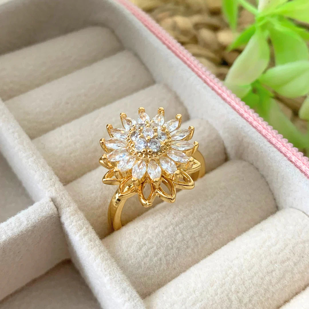 Anillo de Girasol Giratorio® | Baño de Oro + Caja de regalo 🌻