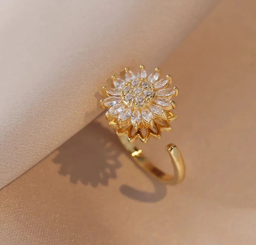 Anillo de Girasol Giratorio® | Baño de Oro + Caja de regalo 🌻